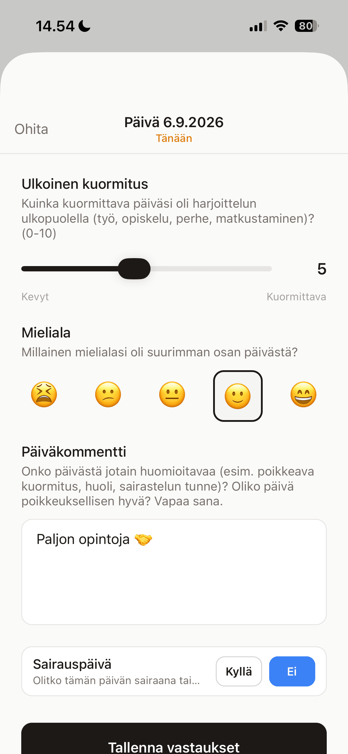 Päivän kuormitus ja mieliala